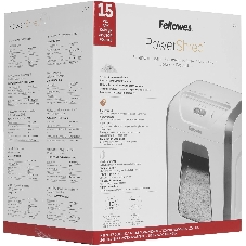 Шредер Fellowes PowerShred 15С белый (секр.P-4) фрагменты 15лист. 19лтр. скрепки скобы пл.карты