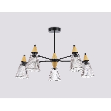 Люстра Ambrella light LH58114/5 BK/LW/SM черный/светлое дерево/дымчатый E14*5 max 40W D660*390
