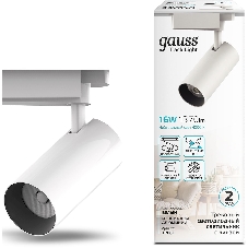 Светильник Gauss трековый цилиндр 16W 1680lm 4000K 180-220V IP20 65x206мм белый LED 1/40