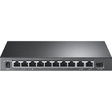 Настольный коммутатор TP-Link TL-SL1311P, 8 портов 10/100 Мбит/с с поддержкой PoE+, 2 гигабитных порта без поддержки PoE, 1 порт SFP, 802.3af/at, бюджет PoE — 65 Вт, стальной корпус