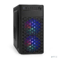 Компьютерный корпус Minitower ExeGate mEVO-7803 (mATX, без БП, 2*USB+1*USB 3.0, HD аудио, черный, 2 вент. 12см с RGb подсветкой)