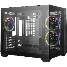 Компьютерный корпус Deepcool CG330 3F без БП, боковое окно (панорама), 3x120мм ARGB PWM вентилятора, черный, mATX