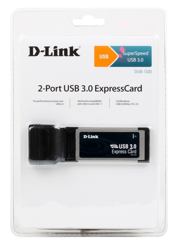Адаптер D-Link DUB-1320 2-портовый USB 3.0 для шины ExpressCard