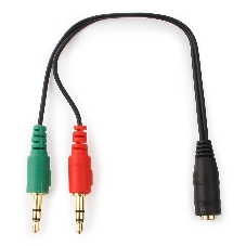 Кабель аудио сигнала Cablexpert, Jack3.5 нушники + 3.5 микрофон-> Jack3.5 4pin, длина 20 см, черный