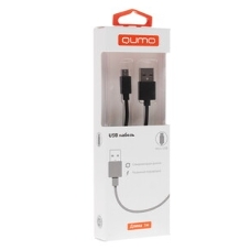 Кабель Qumo light series, USB-MicroUSB, 1м, 5В, 1A, опл. PVC, кон. PVC, черный