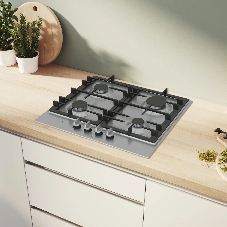 Газовая варочная поверхность Bosch PCP6A5I90M, 4 конфорки, нержавеющая сталь, 7500 Вт