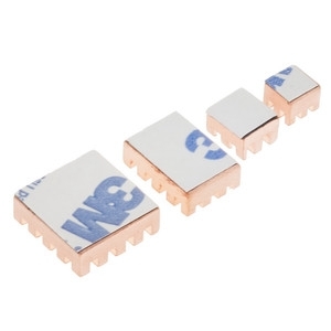 Набор радиаторов QUMO, 5 in 1 pure copper heat sink for Raspberry Pi 5B, 17×17 15×10 12×13 6×6