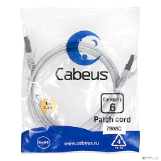 Шнур коммутационный Cabeus, cat.6, экр., F/UTP, RJ45/RJ45, LSZH, AWG24, 1м, серый
