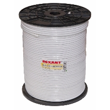 Кабель коаксиальный Rexant RG-6U+Cu, 75 Ом, Cu/Al/Cu, 75%, бухта 305 м, белый