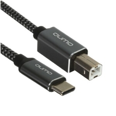 Кабель Qumo Type-С кабель, 1м, USB 2.0, 5В, 2А, 10Вт, PVC оплетка, PVC molded коннектор, черный
