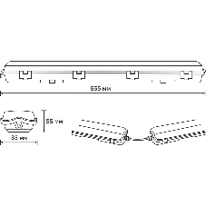 Светильник линейный Gauss СПП-Т8-G13 LITE 220-230V IP65 665x85x55мм для LED ламп 2х600мм 1/16