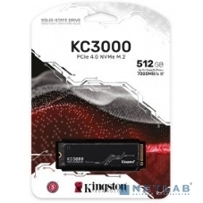Накопитель SSD Kingston 512Gb M.2 KC3000 SKC3000S/512G (PCI-E 4.0 x4, up to 7000/3900Mbs, 3D TLC, NVMe, 400TbW, Phison E18, 22х80мм, LP heatsink)