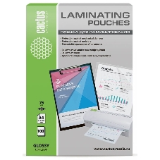 Пленка для ламинирования Cactus 75мкм A4 (100 шт) глянцевая 216x303 мм CS-LPGA475100