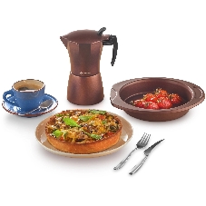 Кофеварка гейзерная Rondell Kortado RDA-399, 0.45л, алюминий, коричневый