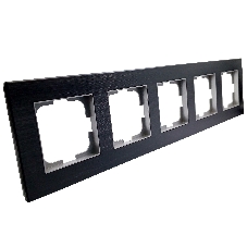 Ovivo Рамка 5-местн. ПРАЙМ ЭЛЕМЕНТС АЛЮМИНИЙ (PRIME ELEMENTS ALUMINIUM) черный/серебро, 403-500020-250