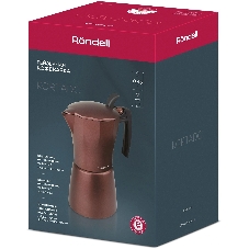 Кофеварка гейзерная Rondell Kortado RDA-399, 0.45л, алюминий, коричневый