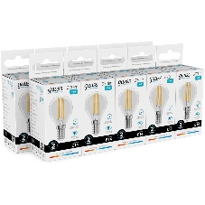 Лампа светодиодная филаментная Gauss Filament 10Вт цок.: E14 шар св. свеч. бел. нейт. (упак.: 10 шт)