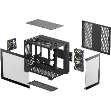 Компьютерный корпус Deepcool CG330 3F без БП, боковое окно (панорама), 3x120мм ARGB PWM вентилятора, черный, mATX