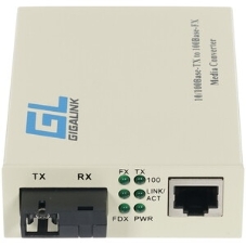 Медиаконвертер GIGALINK GL-MC-UTPF-SC1G-18SM-1550 - UTP, 100/1000Мбит/c в WDM, без LFP, SM, SC, Tx:1550/Rx:1310, 18 дБ (до 20 км)