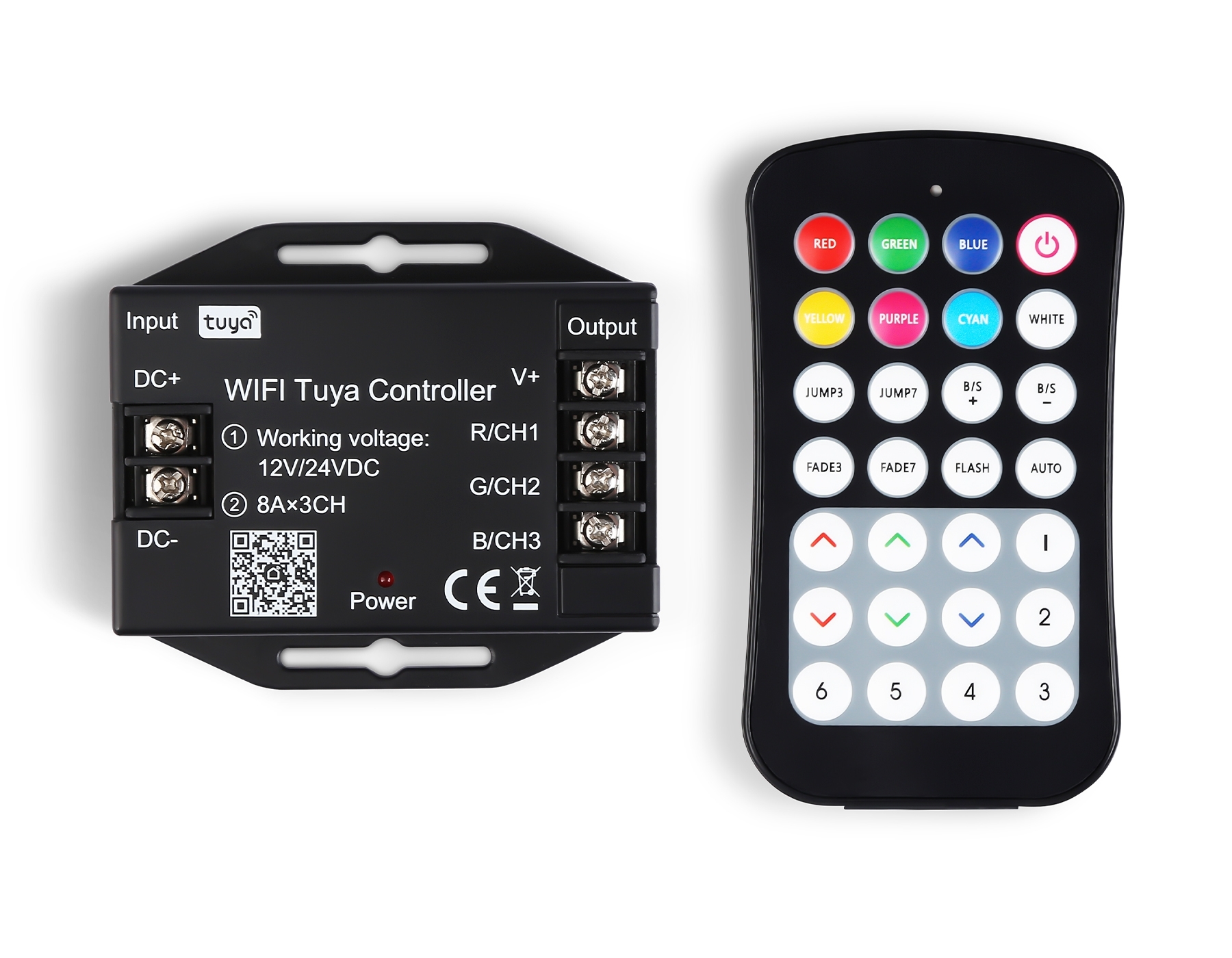 Контроллер GS11551 WIFI Tuya RGB 24A 12V 288W/ 24V 576W (ПДУ Радио 2.4G CR2025)
