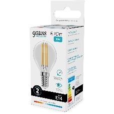 Лампа светодиодная филаментная Gauss Filament 10Вт цок.: E14 шар св. свеч. бел. нейт. (упак.: 10 шт)