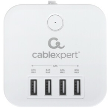 Сетевой фильтр Cablexpert Cube CUBE-3-U4-W-1.5, 3 р, 10А, 4хUSB, 1.5 м, ур.защиты 4+, белый, коробка