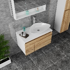 Комплект для ванной, 3 предмета (Тумба Bau Dream Blackwood 60, раковина BAU Triangle 59х39, смеситель для раковины высокий Hotel Still, нержавеющая сталь)