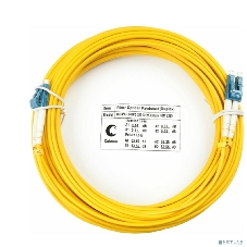 Коммутационный шнур оптический Cabeus Tight Buffer, Duplex LC/LC, OS2 9/125, LSZH, 10м, d= 3мм, синий хвостовик, желтый
