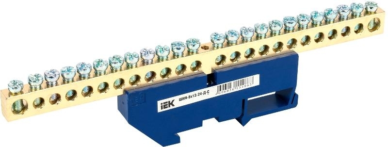 Шина N ноль на DIN-изол ШНИ-8х12-24-Д-С | YNN10-812-24D-K07 | IEK