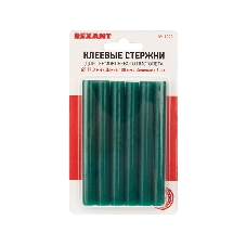 Клеевые стержни Rexant, Ø11 мм, 100 мм, зеленые, 6 шт., блистер