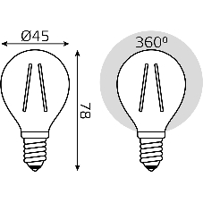 Лампа светодиодная филаментная Gauss Filament 10Вт цок.: E14 шар св. свеч. бел. нейт. (упак.: 10 шт)