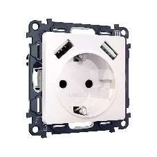 Комплект механизма электрической розетки ALFA Жемчуг 2USB A+A 18W (быстрая зарядка) с/з QUANT (AP2090, VM155) MA209010