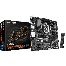 Материнская плата GIGABYTE B760M DS3H WIFI6E GEN5, LGA1700, Intel B760, 4xDDR5, 4xSATA, 2xM.2, 1xPCIe 5.0 x16, DisplayPort, HDMI, 1x2.5Gb LAN, USB Type-C, 3x3.5 мм, 7.1, microATX