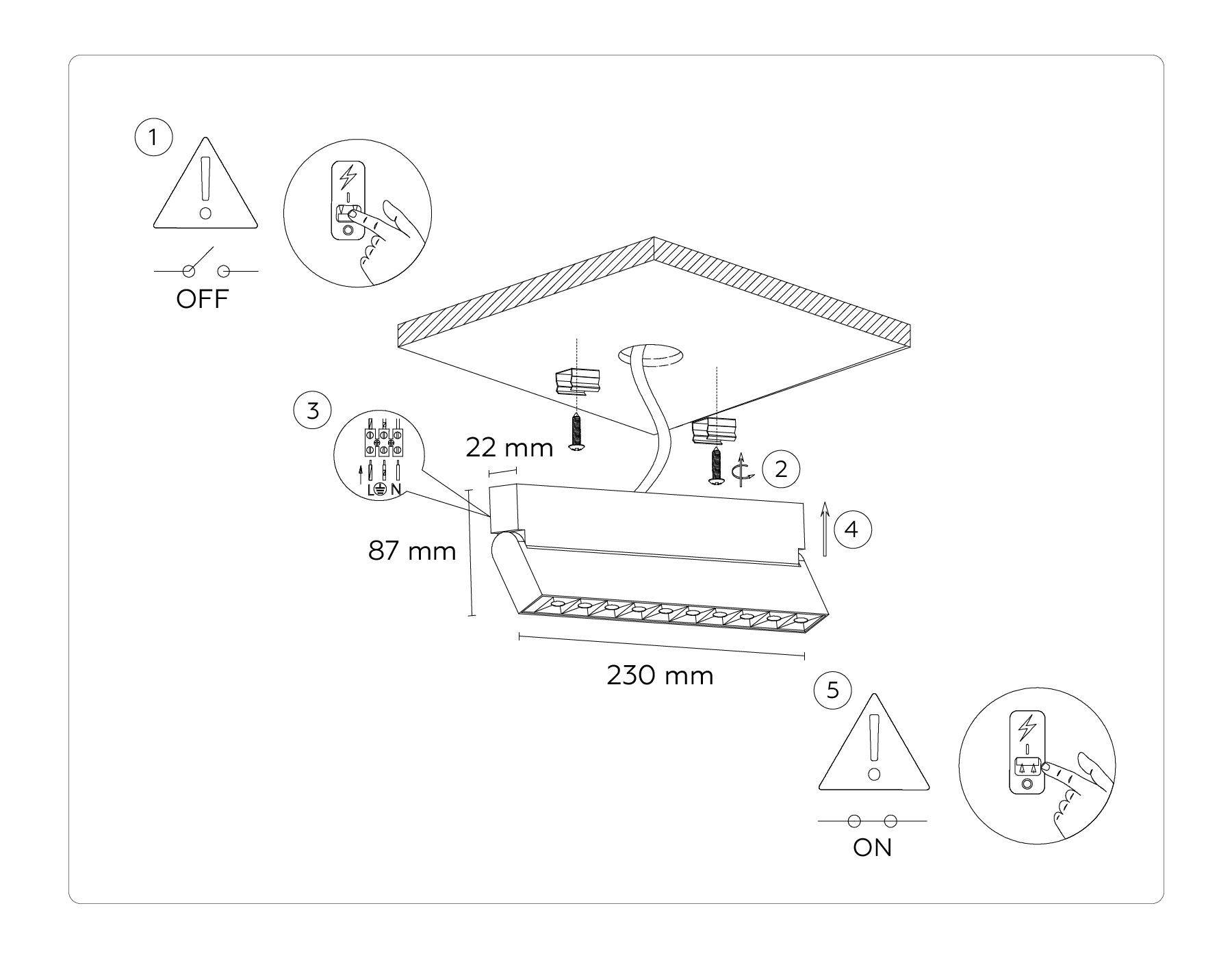 Светильник Ambrella light TA1829 BK черный LED 12W 4200K 230*22*87