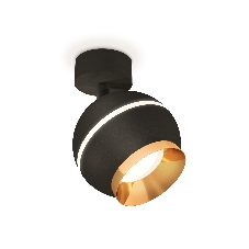 Комплект поворотного светильника Ambrella light XM1102004 SBK/PYG черный песок/золото желтое полированное MR16 GU5.3 LED 3W 4200K