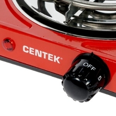 Плита настольная электрическая Centek CT-1508 красный, 1 кВт, ТЭН, конфорки - 1, эмаль, поворотные переключатели