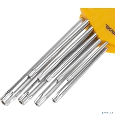 Набор ключей имбусовых Tamper-Torx Kranz 9 шт., ТТ10-ТТ50, закаленные, удлиненные, никель