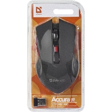 Мышь беспроводная Defender Accura MM-275 красный, 1600 dpi, радиоканал, USB, кнопки - 6