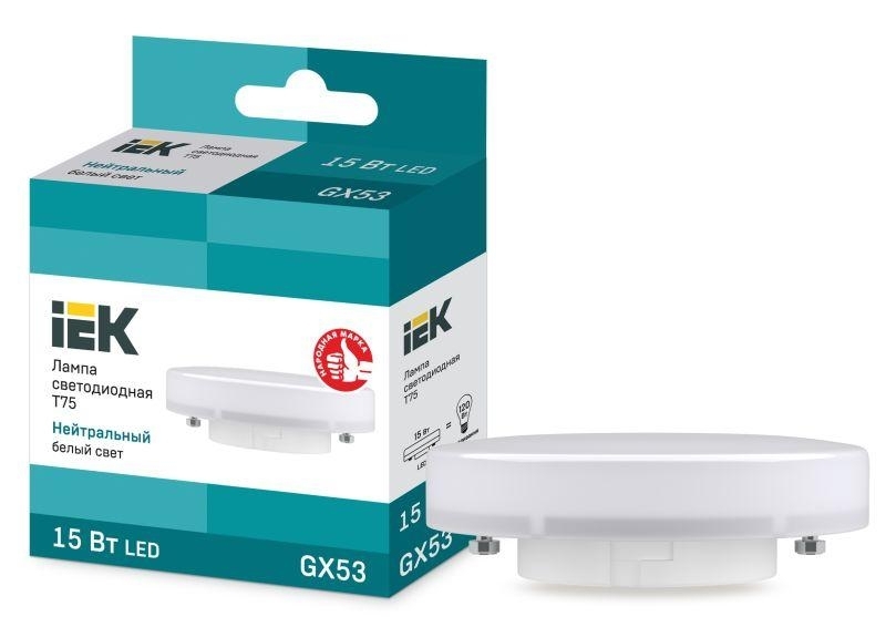 Лампа светодиодная IEK LLE-T80-15-230-40-GX53 ECO T75 таблетка 15Вт 230В 4000К GX53