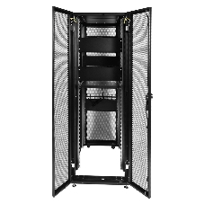 Шкаф серв. ПРОФ нап. 42U (600x1000) дверь перфорированная 2 шт., цвет черный, в сборе (ШТК-СП-42.6.10-44АА-9005) (1 коробка)
