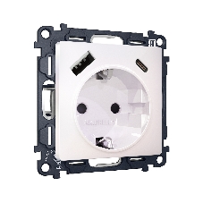 Комплект механизма электрической розетки ALFA Жемчуг 2USB A+C 20W (быстрая зарядка) с/з QUANT (AP2100, VM160) MA210010