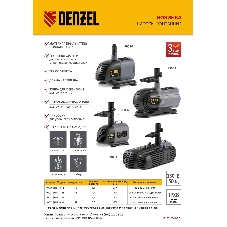 Насос фонтанный FNP18-14, 18 Вт, подъем 1,4 м, 750 л/ч, колокольчик/каскад  Denzel