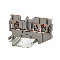 Клемма проходная VPR-2.5-TWIN-GY, зажим push-in, 3 точки подключения, 2.5 кв.мм, серый