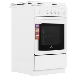 Плита газовая De Luxe 506040.03Г (КР) ЧР белый, конфорок 4 газовых, духовка 54 л, 50 см x 85 см x 60 см