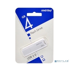 Флешка USB Smartbuy CLUE white (SB4 GbCLU-W), 4Gb, USB 2.0, R/W 15/8, белый