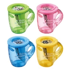 Точилка для карандашей ручная Deli Cup E0551, 2 отверстия, пластик, ассорти, дисплей