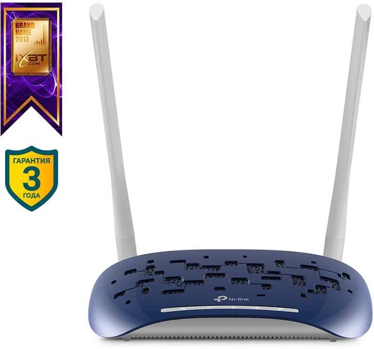 Маршрутизатор TP-Link VDSL/ADSL 300Mbps Wi-Fi VDSL/ADSL Modem Router, 802.11b/g/n, 300Mbps at 2.4GHz, 4 FE LAN ports, 2 fixed antennas, Clound Support, with VDSL splitter, Annex A/B