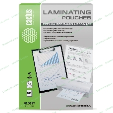 Пленка для ламинирования Cactus 60мкм A4 (100 шт) глянцевая 216x303 мм CS-LPGA460100