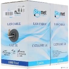 Кабель SkyNet Standart UTP indoor 2x2x0,48, медный, FLUKE TEST, кат.5e, однож., 305 м, box, серый
