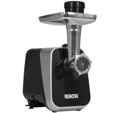 Мясорубка электрическая Renova MG260-R1BP черный, 2600 Вт, 2.5 кг/мин, реверс, защита от перегрузки, металлический лоток, насадки - 7